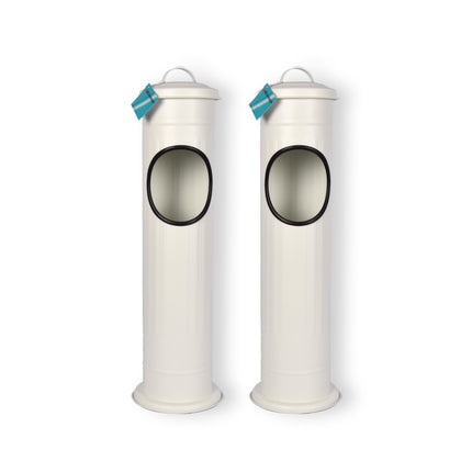 Set van 2 Stijlvolle Witte Staande Asbakken - Rookaccessoires van Roestvrij Staal (RVS) - 59L