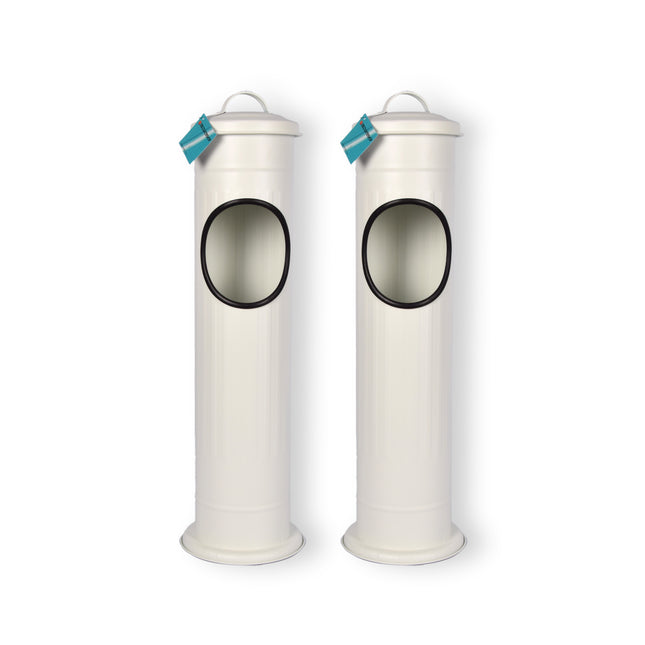 Set van 2 Stijlvolle Witte Staande Asbakken - Rookaccessoires van Roestvrij Staal (RVS) - 59L