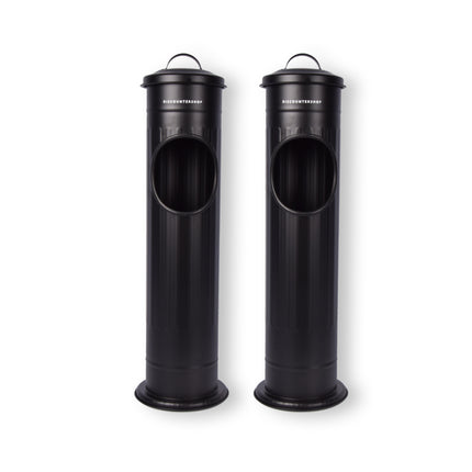 Set van 2 Zwarte Staande Asbakken - Modern Rookaccessoire van Roestvrij Staal, 59L