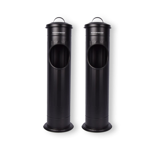 Set van 2 Zwarte Staande Asbakken - Modern Rookaccessoire van Roestvrij Staal, 59L