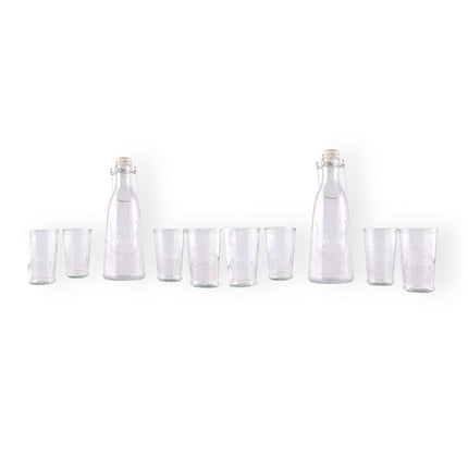 Elegante Glazen Karaf en Drinkglas Set: 2 Karaffen van 1 Liter en 8 Glazen van 250ml