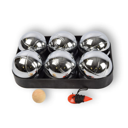 Complete 6-delige Jeu-de-boules Set inclusief Jack/Cochonnet, Meetpen en Draagtas - 7.3 cm Bal Diameter - Afmeting Koffer 22.5cm x 14.5cm x 7cm