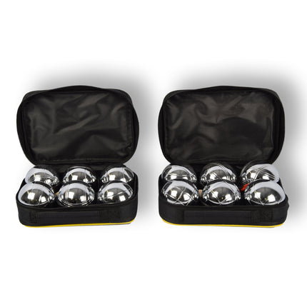 2 Sets Jeu-de-boulesset | 6 Stuks Jeu-de-boulesset met Jack/Cochonnet, Maatpen en Draagtas per Stuk - 7,3 cm Bal Diameter - Koffer: 22,5 cm x 14,5 cm x 7 cm