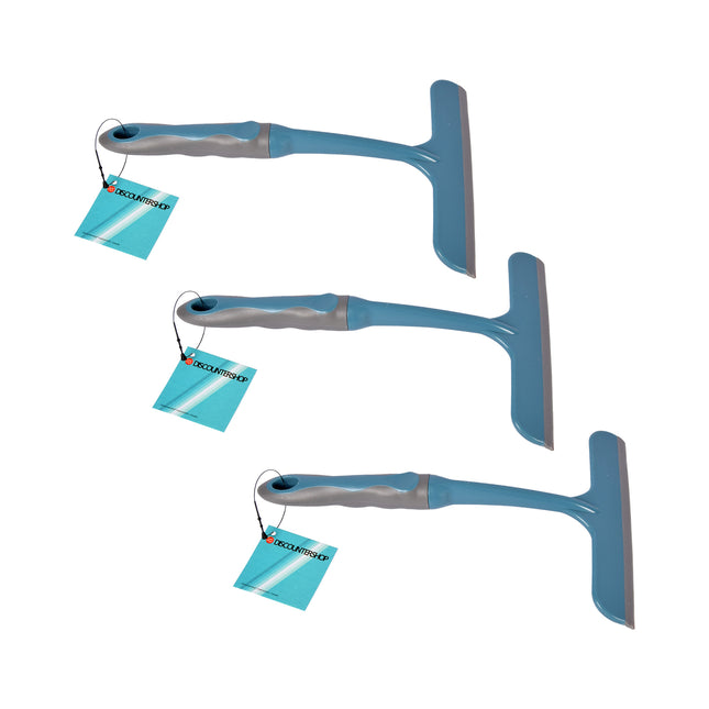 Sprankelend Blauw Trio Met Raamreinigers Set van 3 | Rubber en Kunststof | 16cm x 2cm x 26cm | Flexibel | Lichtgewicht en Streeploos | Voor een Glansrijke Schoonmaak Ervaring Binnen & Buiten!