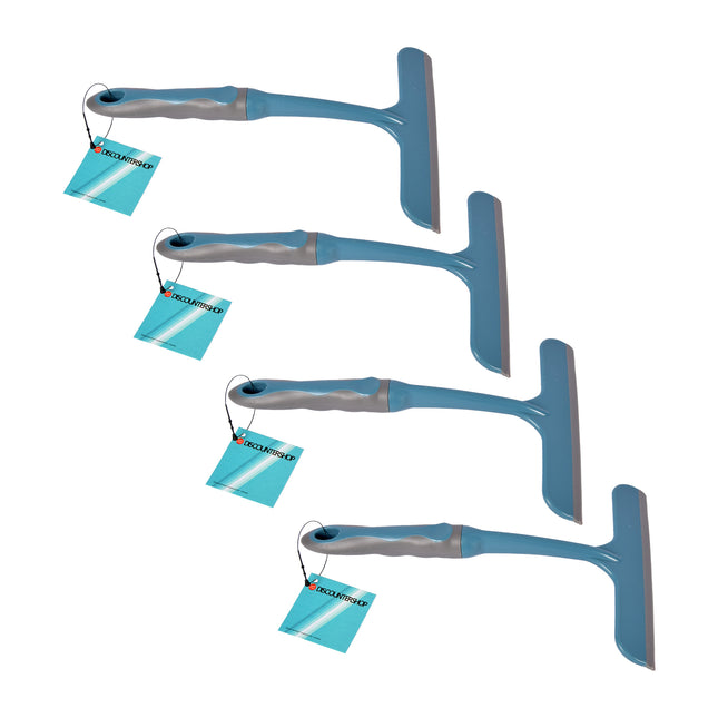 Blauwe Multifunctionele Raamreinigers Set van 4 | Duurzaam Rubber en Kunststof | 16cm x 2cm x 26cm | Flexibele Vensterwisser met Verstelbaar Scharnier | Voor Binnen en Buiten Telescopisch Gereedschap