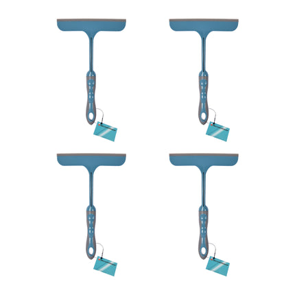 Blauwe Multifunctionele Raamreinigers Set van 4 | Duurzaam Rubber en Kunststof | 16cm x 2cm x 26cm | Flexibele Vensterwisser met Verstelbaar Scharnier | Voor Binnen en Buiten Telescopisch Gereedschap