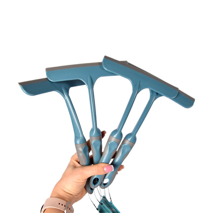 Blauwe Multifunctionele Raamreinigers Set van 4 | Duurzaam Rubber en Kunststof | 16cm x 2cm x 26cm | Flexibele Vensterwisser met Verstelbaar Scharnier | Voor Binnen en Buiten Telescopisch Gereedschap