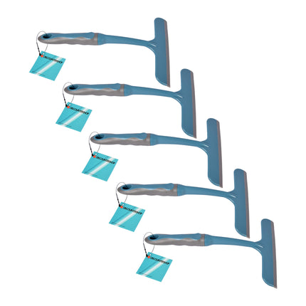 Premium Blauwe Raamreiniger Set 5 delig | Flexibele Vensterwisser Verstelbaar Scharnier | Duurzaam Rubber & Kunststof | Telescopisch voor Binnen & Buiten | Perfect voor Ramen Spiegels Auto's & Tegels