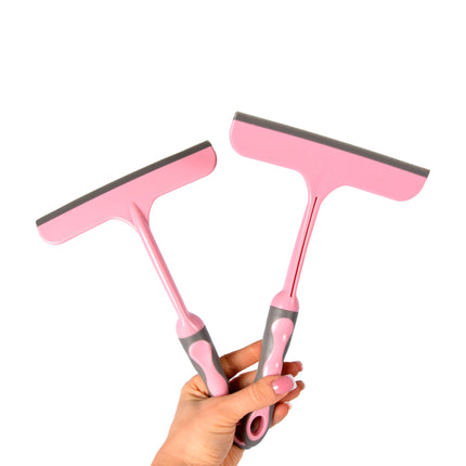 Transformeer Uw Schoonmaak Ervaring met Onze Roze Raamreiniger Set | 2 Stuks | 16cm x 2cm x 26cm | Hoogwaardig Rubber en Kunststof  | Efficiënt voor Tegels en Glasreiniging | Gebruiksvriendelijk Ontwerp