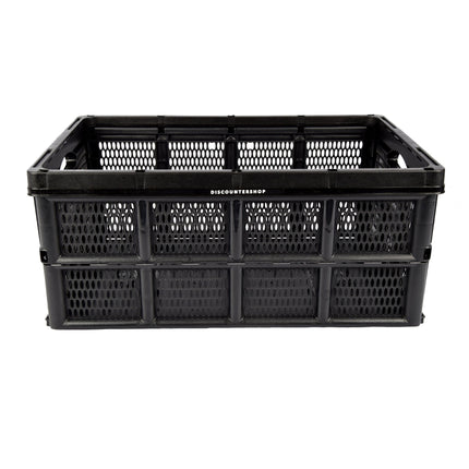 Gemakkelijk Inklapbaar Vouwkrat - 32 Liter - Zwart Plastic - Voorzien van Twee Handvatten aan de Zijkant - Afmetingen: 48cm x 35cm x 24cm