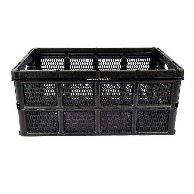Gemakkelijk Inklapbaar Vouwkrat - 32 Liter - Zwart Plastic - Voorzien van Twee Handvatten aan de Zijkant - Afmetingen: 48cm x 35cm x 24cm