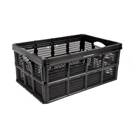 Gemakkelijk Inklapbaar Vouwkrat - 32 Liter - Zwart Plastic - Voorzien van Twee Handvatten aan de Zijkant - Afmetingen: 48cm x 35cm x 24cm
