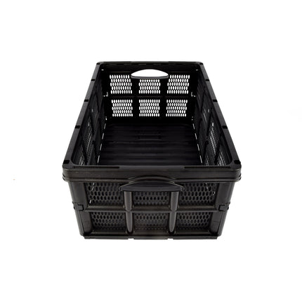 Gemakkelijk Inklapbaar Vouwkrat - 32 Liter - Zwart Plastic - Voorzien van Twee Handvatten aan de Zijkant - Afmetingen: 48cm x 35cm x 24cm