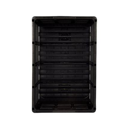 Pakket van 3 Inklapbare Kratten - 32 Liter - Zwart Plastic - 48cm x 35cm x 24cm - twee handgrepen aan de zijkant - zonder deksel 