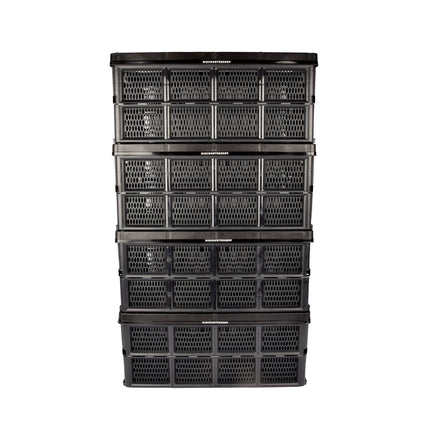 Ruimtebesparende Vouwbox - set van 4 - 32L Capaciteit - Zwart - Opvouwbare Krat zonder Deksel - 48cm x 35cm x 24cm