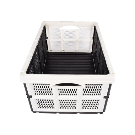 Handig Opvouwbaar Vouwkrat - Vouwbox - 32 Liter - Plastic - Wit - Met Twee Zijhandvatten - Inklapbare Doos - Afmetingen: 48cm x 35cm x 24cm