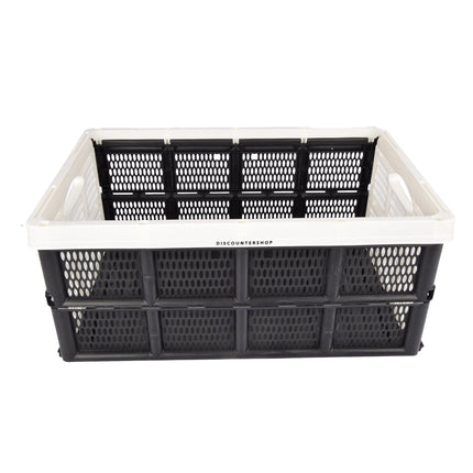 Handig Opvouwbaar Vouwkrat - Vouwbox - 32 Liter - Plastic - Wit - Met Twee Zijhandvatten - Inklapbare Doos - Afmetingen: 48cm x 35cm x 24cm