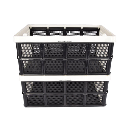 Georganiseerde Opslagoplossing - Praktisch Vouwkrat - 32L Capaciteit - Witte Plastic - Inklapbaar - Met Twee Zijhandvatten - Afmetingen: 48cm x 35cm x 24cm - Set Van 2
