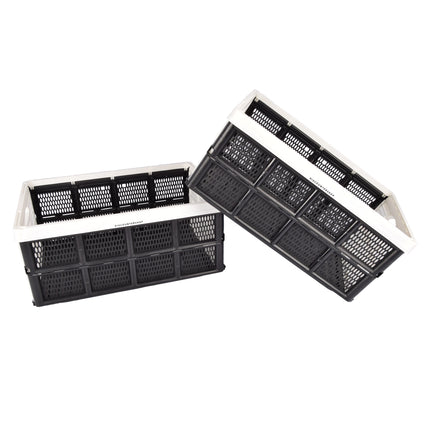 Georganiseerde Opslagoplossing - Praktisch Vouwkrat - 32L Capaciteit - Witte Plastic - Inklapbaar - Met Twee Zijhandvatten - Afmetingen: 48cm x 35cm x 24cm - Set Van 2