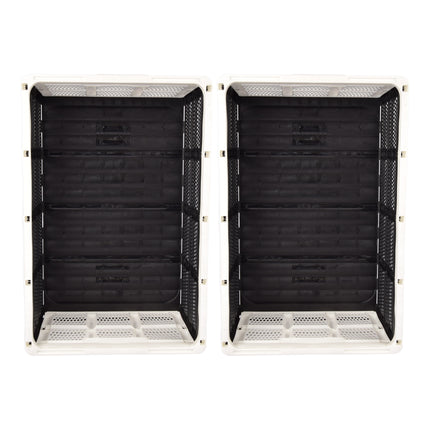 Georganiseerde Opslagoplossing - Praktisch Vouwkrat - 32L Capaciteit - Witte Plastic - Inklapbaar - Met Twee Zijhandvatten - Afmetingen: 48cm x 35cm x 24cm - Set Van 2