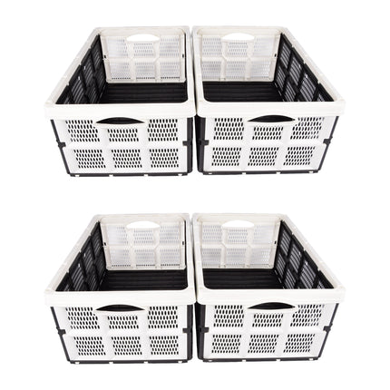 Praktisch Vouwkrat - 32 Liter Capaciteit - Wit Plastic - Inklapbaar - 2 Zijhandvatten - Inhoud 4 Stuks - 48cm x 35cm x 24cm