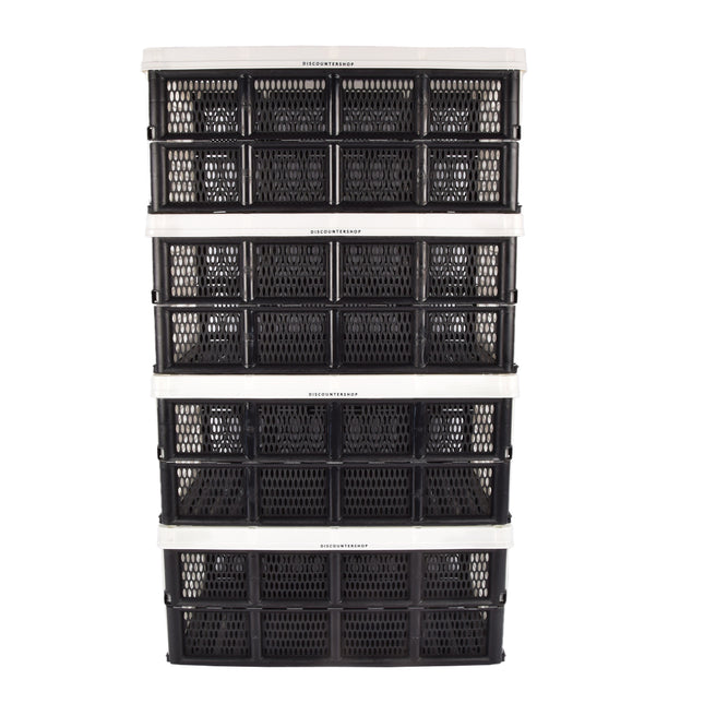 Praktisch Vouwkrat - 32 Liter Capaciteit - Wit Plastic - Inklapbaar - 2 Zijhandvatten - Inhoud 4 Stuks - 48cm x 35cm x 24cm