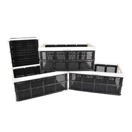 Praktisch Vouwkrat - 32 Liter Capaciteit - Wit Plastic - Inklapbaar - 2 Zijhandvatten - Inhoud 4 Stuks - 48cm x 35cm x 24cm