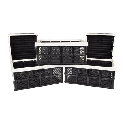 Functioneel Vouwkrat - 32L Capaciteit - Gemaakt van Wit Kunststof - Inklapbaar - Voorzien van 2 Zijgrepen - Bevat 5 Kratten - 48cm x 35cm x 24cm 