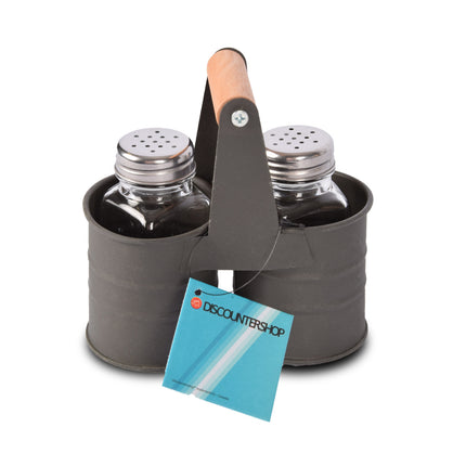 Handmatige Keukenmolens - Donkergrijze 2 Molens + 4 Strooiers - Elegante Peper- en Zoutmolen Set - 14cm x 13cm