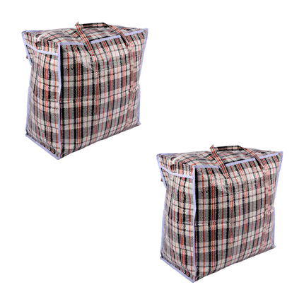 Dubbele Opbergkracht! XXL Opbergtassen (65L) Rood/Zwart met Rits + Shopper Tas - 50cm x 48cm x 28cm