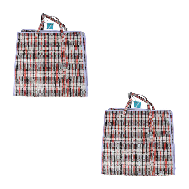 Dubbele Opbergkracht! XXL Opbergtassen (65L) Rood/Zwart met Rits + Shopper Tas - 50cm x 48cm x 28cm