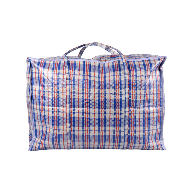 Stijlvolle Opbergtas voor Kleding en Speelgoed - XXL Shopper Bag - 95L - 70cm x 48cm x 28cm - Blauw/Wit/Rood