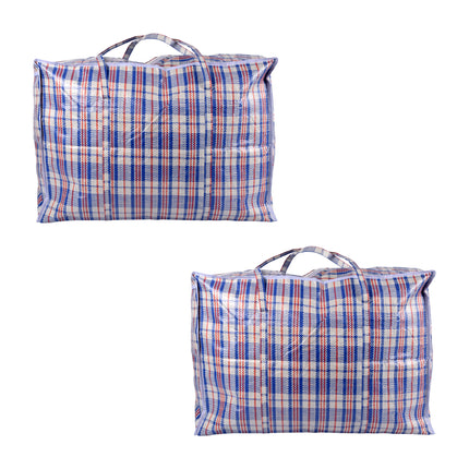 2x Stijlvolle Opbergtas voor Kleding en Speelgoed - XXL Shopper Bag - 95L - 70cm x 48cm x 28cm - Blauw/Wit/Rood
