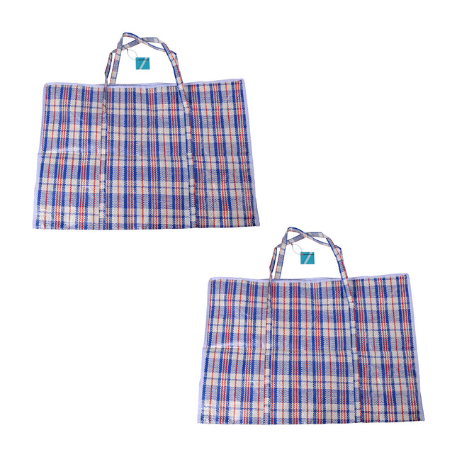 2x Stijlvolle Opbergtas voor Kleding en Speelgoed - XXL Shopper Bag - 95L - 70cm x 48cm x 28cm - Blauw/Wit/Rood