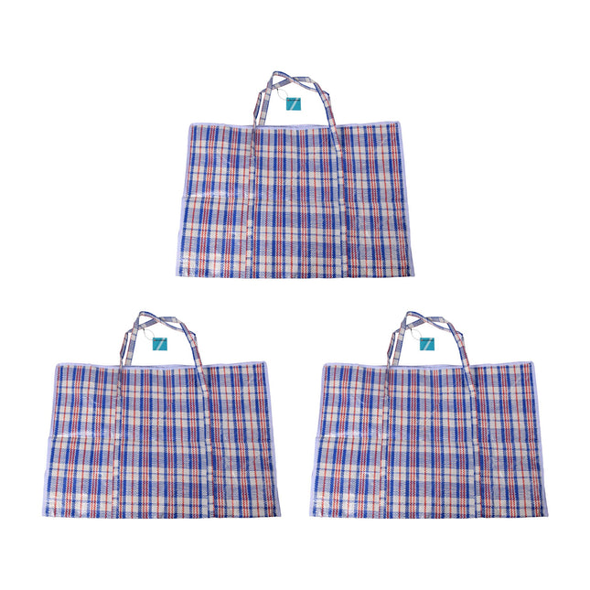 Drie Opbergtassen XXL - 95L - Blauw, Wit & Rood - Met Rits - Voor Speelgoed en Kleding - Afmetingen 70cm x 48cm x 28cm – Wastas