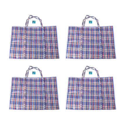 4x Grootformaat Opbergtas met Rits - 95L - Blauw, Wit & Rood - Praktische Opbergzak voor Speelgoed en Kleding - 70cm x 48cm x 28cm