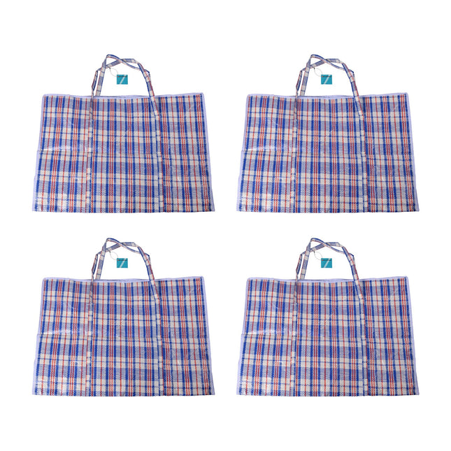 4x Grootformaat Opbergtas met Rits - 95L - Blauw, Wit & Rood - Praktische Opbergzak voor Speelgoed en Kleding - 70cm x 48cm x 28cm