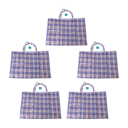 Opbergzakken voor Speelgoed en Kleding (Set van 5) - Ruime Opbergtassen XXL - 95L - Blauw, Wit & Rood - Met Rits - Afmetingen: 70cm x 48cm x 28cm – Wastas