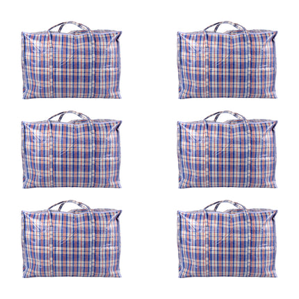 Opbergzakken voor Speelgoed en Kleding (Set van 6) - Ruime Opbergtassen XXL - 95L - Met Rits - Blauw, Wit & Rood - Afmetingen: 70cm x 48cm x 28cm