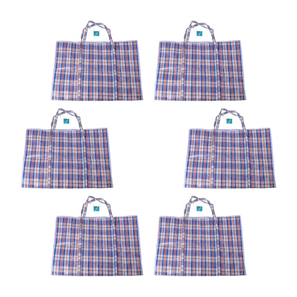 Opbergzakken voor Speelgoed en Kleding (Set van 6) - Ruime Opbergtassen XXL - 95L - Met Rits - Blauw, Wit & Rood - Afmetingen: 70cm x 48cm x 28cm
