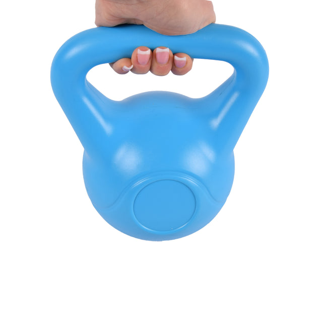 Professionele Kettlebell 4kg Blauw | 20 cm Hoog, 18 cm Breed | Hoogwaardige Kunststof en Cement Gevuld Trainingsgewicht voor Kracht en Cardio Training