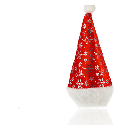 Kerstmuts Volwassenen Unisex met Sneeuwvlokken - 3 Stuks - 62cm Hoofd - Rood Wit - Goedkope Kerstmuts voor Mannen en Vrouwen - Perfect voor Kerstoutfits en Sinterklaas!