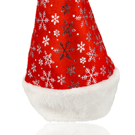 Kerstmutsen Set voor Volwassenen - met Sneeuwvlokken - 62cm Hoofdmaat - Rood Wit Pluche - Goedkope Kerstmuts voor Mannen en Vrouwen - Perfect voor Kerst Feestdagen - 6 Stuks