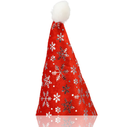 Kerstmutsen Set voor Volwassenen - met Sneeuwvlokken - 62cm Hoofdmaat - Rood Wit Pluche - Goedkope Kerstmuts voor Mannen en Vrouwen - Perfect voor Kerst Feestdagen - 6 Stuks