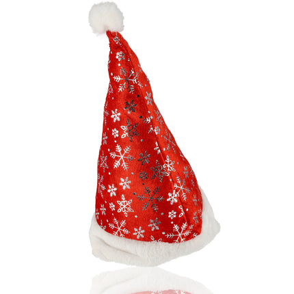 Kerstmutsen Volwassenen,  Mannen & Vrouwen, Omtrek 62 cm, Unisex met Sneeuwvlokken Decoratie, 4 Stuks
