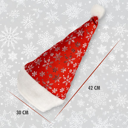 Kerstmutsen Set voor Volwassenen - met Sneeuwvlokken - 62cm Hoofdmaat - Rood Wit Pluche - Goedkope Kerstmuts voor Mannen en Vrouwen - Perfect voor Kerst Feestdagen - 6 Stuks