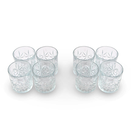 Verwen Jezelf Met 2 Sets Luxe Transparante Waterglazen - 8 Glazen Per Set - 230 ml - Vaatwasmachinebestendig