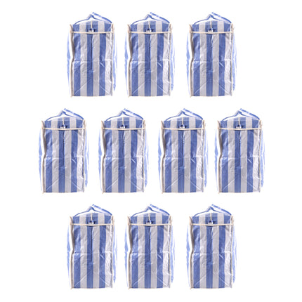 Ruime Booschappentassen met Rits - Blauw-Wit - 10 stuks - 82 Liter - Reistas - XXL - Rits Sluiting 