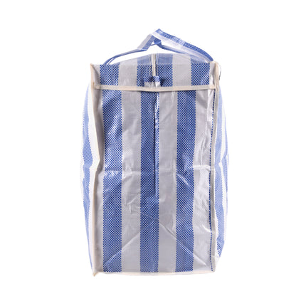 Trendy Blauw & Wit Opbergtas met Ritssluiting - 55cm x 30cm x 50cm - Lichtgewicht Plastic - Praktische Boodschappentas - 180g