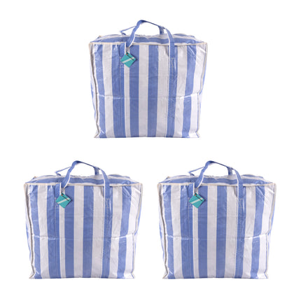 Boodschappentassen in Blauw & Wit - Praktische Opbergtassen - 55cm x 30cm x 50cm - Handige Rits - Shopper Tassen - 540g 